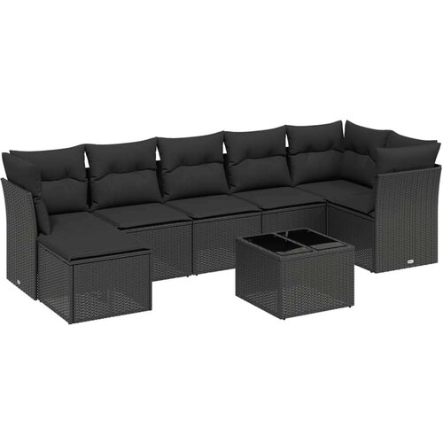 VidaXL 8-dijelni set vrtnih sofa od poliratana s jastucima crni Slike