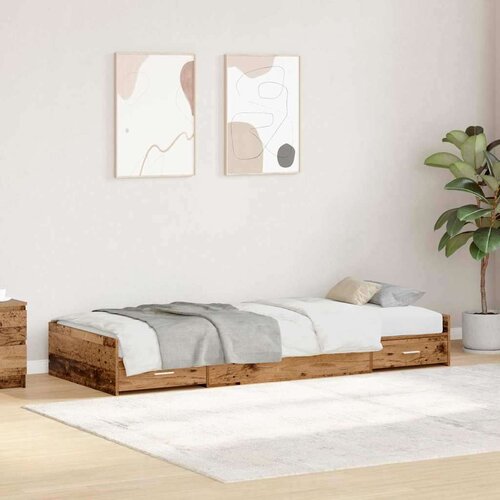  S uzglavljem s ladicama Staro drvo 100 x 200 cm Konstruirano drvo Cene