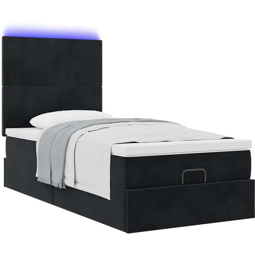 VidaXL Otomanski okvir kreveta s madracima crni 90x190cm bar&amp;scaron;unasti Slike