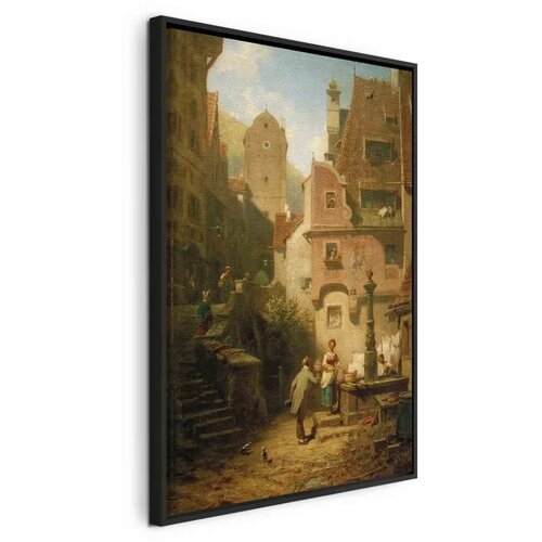  Slika - Carl Spitzweg – Well-Wisher Presenting Flowers 40x60 U crnom drvenom okviru Cene