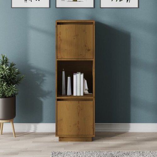 The Living Store Visoka omara medeno rjava 38x35x117 cm trdna borovina - Visoka Omarica, (21429696) Slike