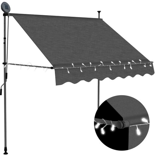 VidaXL Ročno zložljiva tenda z LED lučmi 100 cm antracitna Slike