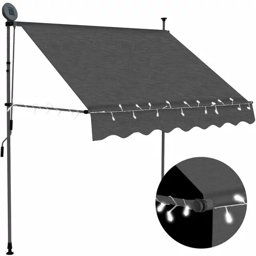 vidaXL Ročno zložljiva tenda z LED lučmi 100 cm antracitna