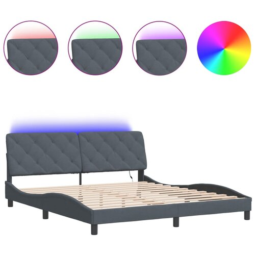 Maison Chic Posteljni okvir - Dvoposteljna postelja - Zakonska postelja z LED lučkami temno siv 180x200 cm žamet, (21696606) Cene