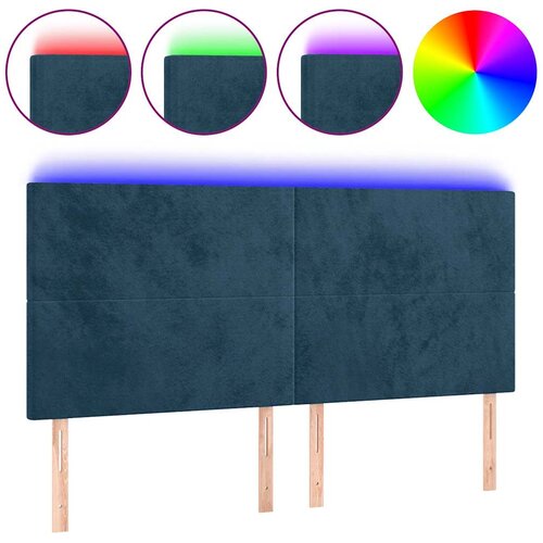  LED uzglavlje tamnoplavo 200x5x118/128 cm od tkanine Slike