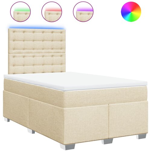 VidaXL Box spring postelja z vzmetnico krem 120x190 cm blago, (21321623) Slike
