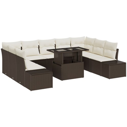 vidaXL Vrtna garnitura Set 10 Rjava, Bež Ratan, Blago, Jeklo, (22065268) Cene