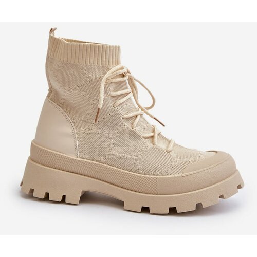 Kesi Women's sock slip-on boots Light beige Solime Slike