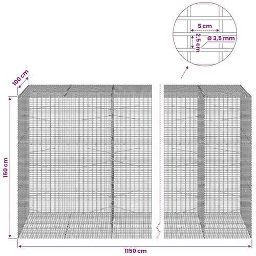  Gabion s žicom debljine 3 5 mm i mrežom 5x2 5 cm - 100 cm 150 cm 1150 cm Slike