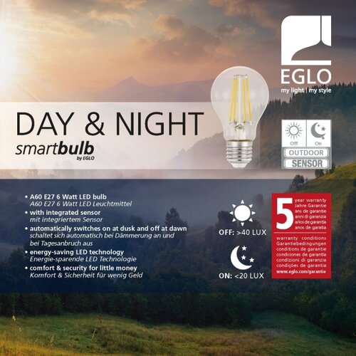Eglo led sijalica sa senzorom vintage A60 E27/6W/230V 3000K - 11886 Slike