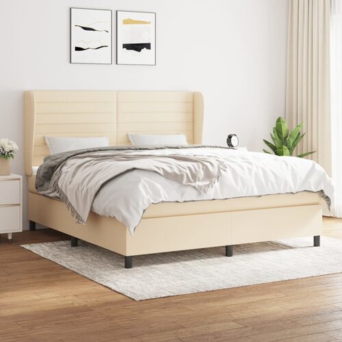  The Living Store Box spring postelja z vzmetnico krem 160x200 cm blago - Box Spring Postelja, (21514926) Slike
