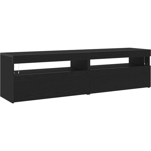 VidaXL TV ormari s LED svjetlima 2 kom Crna hrast 75x35x40 cm Konstruirano drvo Slike