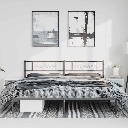 Metalni okvir za krevet s uzglavljem crni 183x213 cm Slike