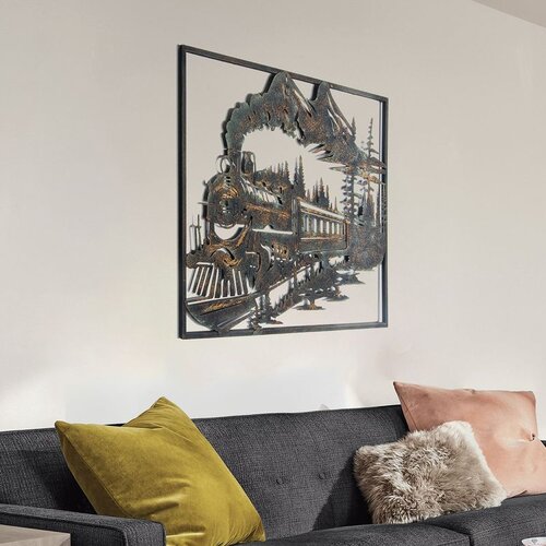 WALLXPERT black train vintage dekorativni metalni zidni dodatak Cene