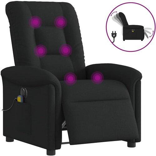 VidaXL Električni masažni naslonjač od tkanine crni Slike