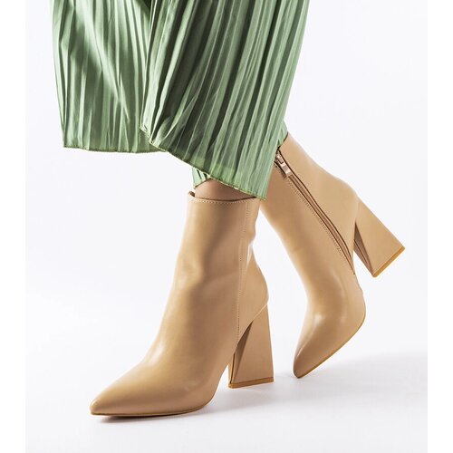 Gemre Beige ankle boots with asymmetric heel Abelina Cene