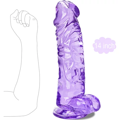 Paloqueth Massive Extra Large Realistic Dildo with Suction Cup 14 Inch Purple