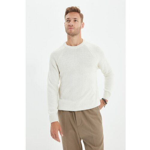 Trendyol Ecru muški džemper s tankim krojem za muškarce s tankim izrezom Slike