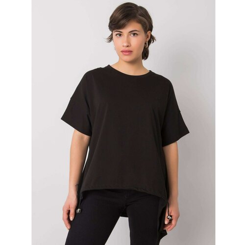 Fashion Hunters RUE PARIS Black t-shirt with longer back Cene