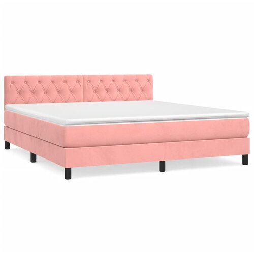 VidaXL Box spring postelja z vzmetnico roza 160x200 cm žamet, (20896761) Slike