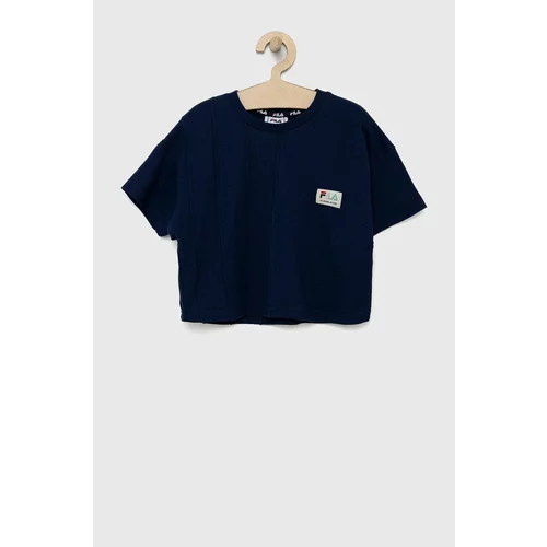 Fila Otroška bombažna kratka majica mornarsko modra barva