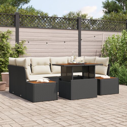 VidaXL 6-dijelni Vrtni sofa set s jastučićima Crni poli ratan Slike