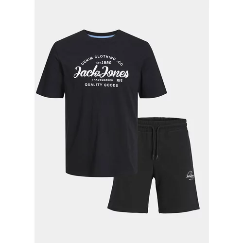 Jack & Jones Komplet majica in kratke hlače Forest 12256951 Črna Standard Fit
