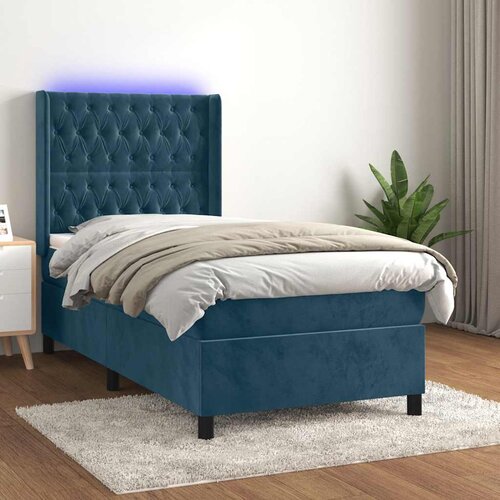  Krevet box spring s madracem LED tamnoplavi 90x200 cm bar&scaron;un Cijene