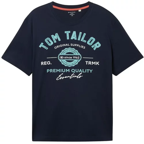 TOM TAILOR Men + Majica akvamarin / tamno plava / bijela