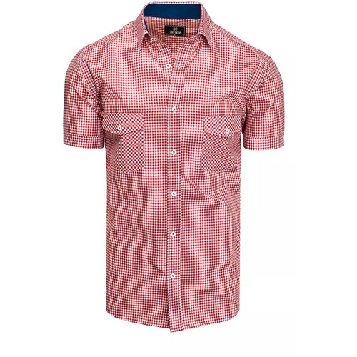 DStreet Red and white men's shirt with short sleeves KX0957 Slike