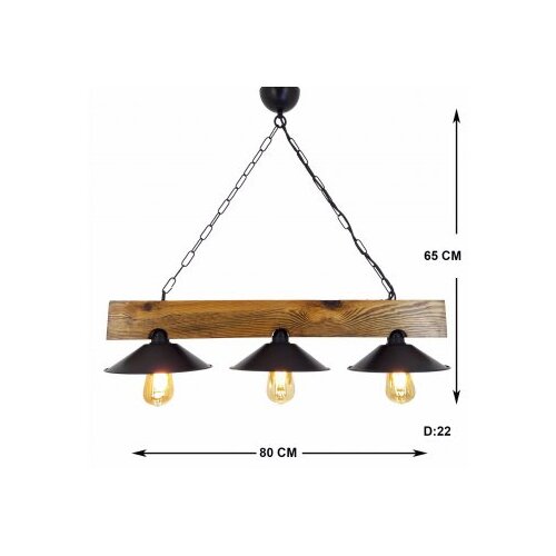 Opviq Uc Capka Avize Viseća svjetiljka, E27, 3x40W, IP20, Crna Slike
