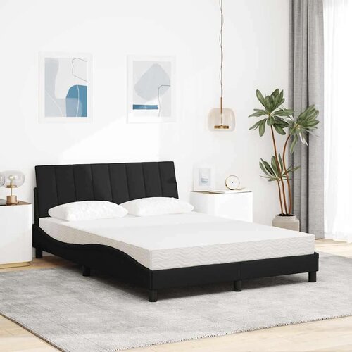 VidaXL Krevet s madracem crni 120 x 200 cm od tkanine Slike