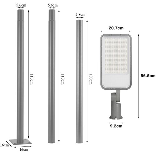  Brilagi-LED Spolja&amp;scaron;nja lampa sa stubom i kl. 3 m URBANLIGHT LED/200W/230V siva IP65 Slike