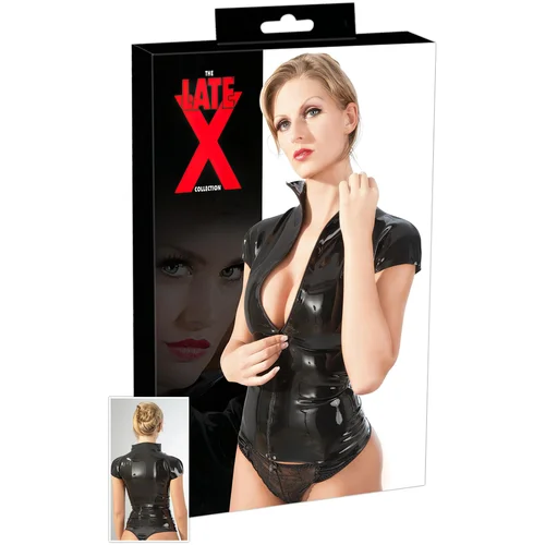 Latex - Ženski top s kratkimi rokavi in zadrgo (črn)