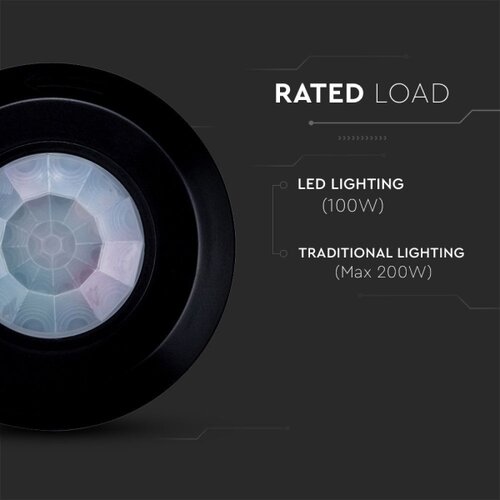  infracrveni senzor pokreta 360&amp;deg; 200W/230V, crne boje Slike