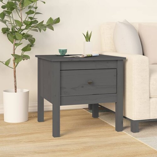 vidaXL Stranska mizica siva 50x50x49 cm trdna borovina Cene