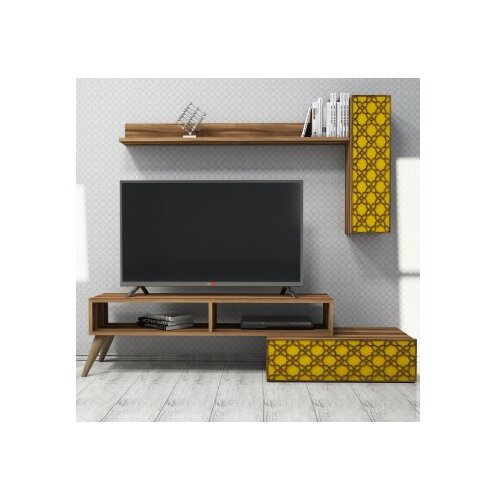 Hanah home planet walnut yellow polica za tv Slike