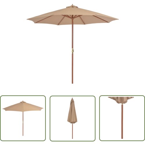  The Living Store Zunanji senčnik z lesenim drogom 300 cm taupe barve - Senčnik, (21743148) Slike