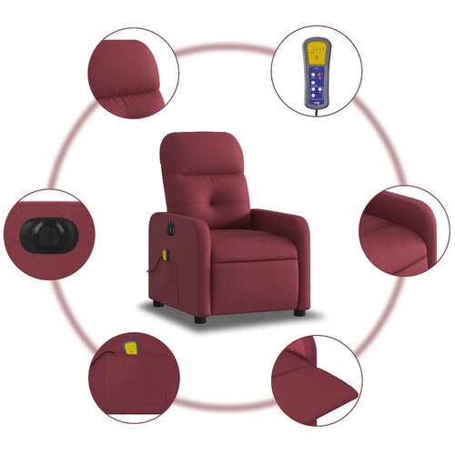  Električni masažni naslonjač od tkanine crvena boja vina Slike