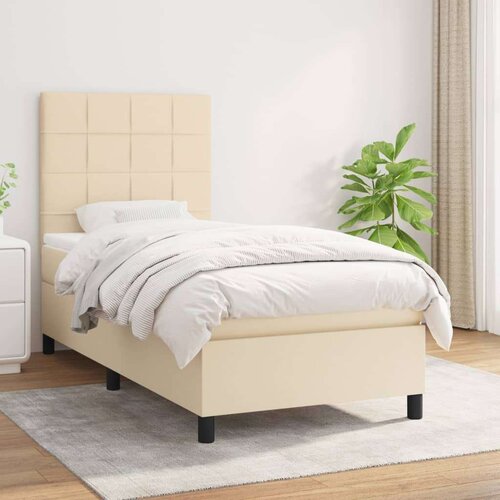  Box spring postelja z vzmetnico krem 90x190 cm blago Cene