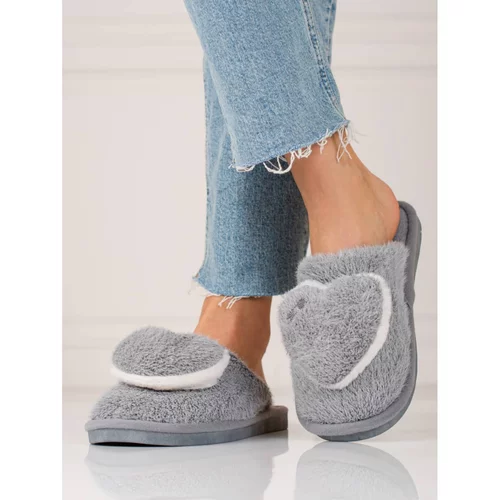SHELOVET Gray women's slippers with heart