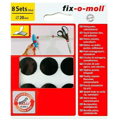 Fix-o-moll gumb na čičak (promjer: 20 mm, crne boje, lijepljenje, 8 kom.)