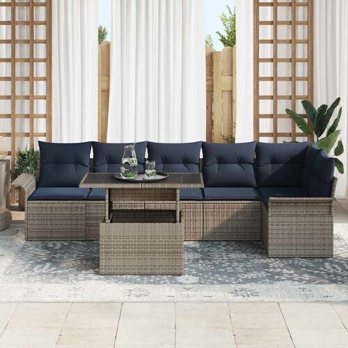  Sjedeća garnitura za vrt 7 kom. Crna [Sintetički]: Poli Ratan 234 x 132,5 x 85 cm Slike