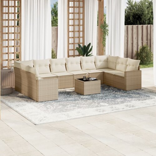 vidaXL 11-dijelni set vrtnih sofa od poliratana s jastucima bež Cene
