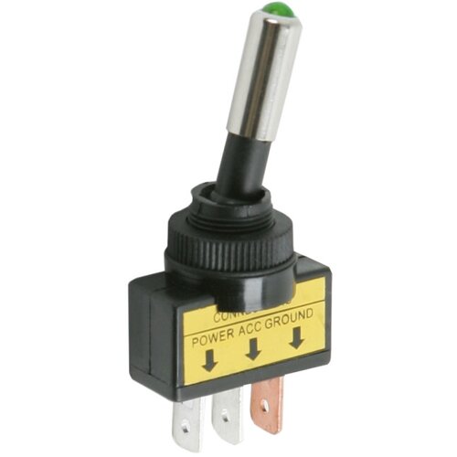 Delight preklopno stikalo 1 vezje 20 a 12 v dc off - on zelena led Cene
