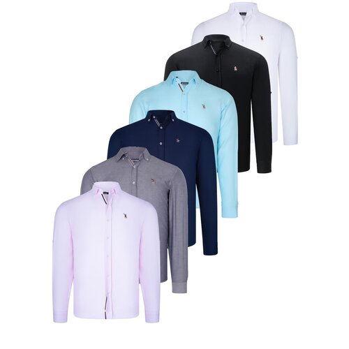 Dewberry SIX SET G674 MENS SHIRT-BLACK-WHITE-NAVY BLUE-CYAN-DENIM BLUE-PINK Cijene