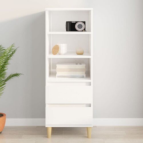 VidaXL Visoka komoda sjajna bijela 40x36x110 cm od konstruiranog drva Slike