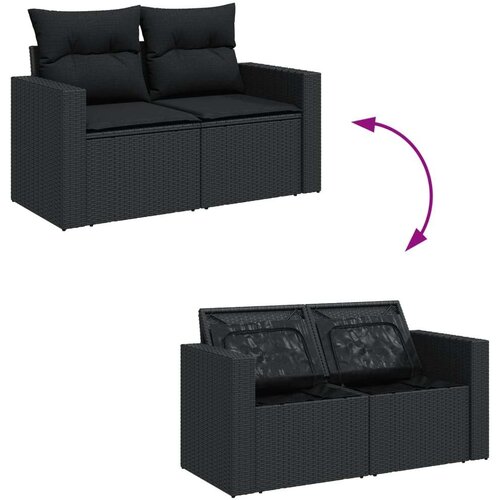 VidaXL 11-dijelni set vrtnih sofa od poliratana s jastucima crni Slike