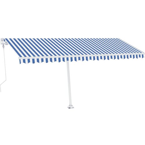 vidaXL Avtomatska tenda LED + senzor 500x300 cm modra in bela Cene