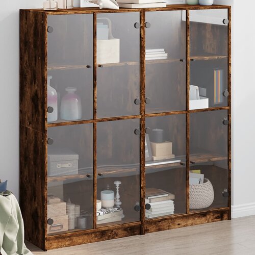 Regal za knjige s vratima boja hrasta 136x37x142 cm drveni Cijene
